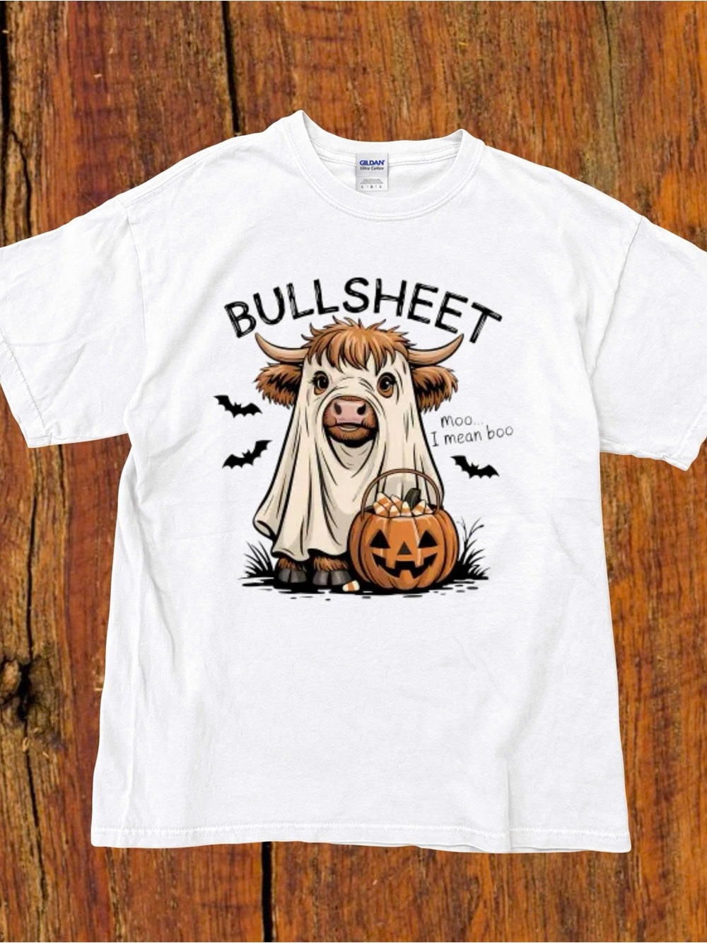 Halloween Cow Graphic Tee Funny Ghost Pumpkin Shirt Unisex Gift